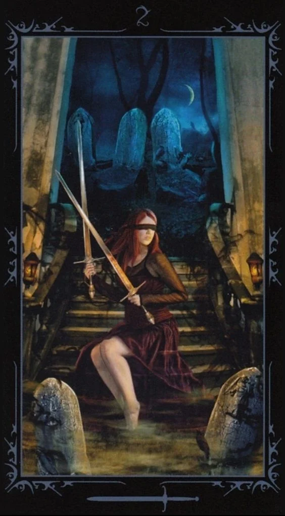 Two of Swords card from the Dark Fairytale Tarot deck