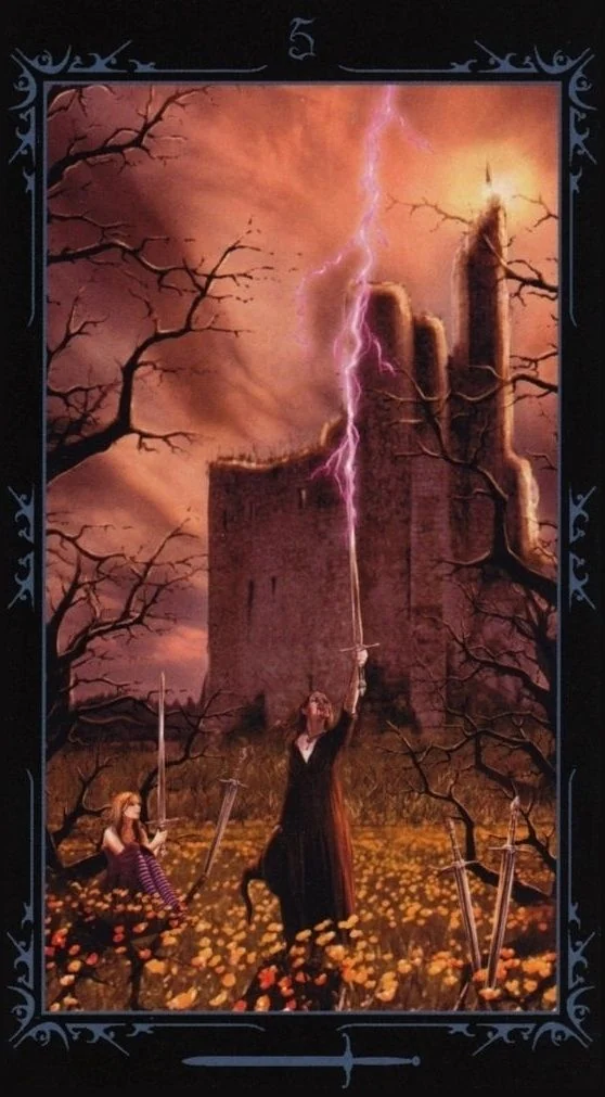 Five of Swords card from the Dark Fairytale Tarot deck