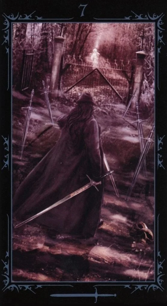 Seven of Swords card from the Dark Fairytale Tarot deck