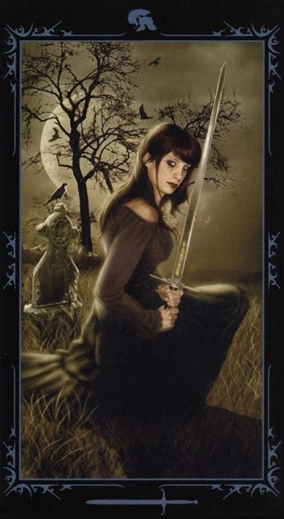 Page of Swords card from the Dark Fairytale Tarot deck