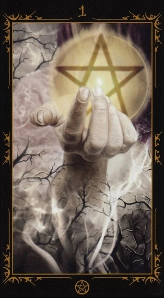 Ace of Pentacles card from the Dark Fairytale Tarot deck