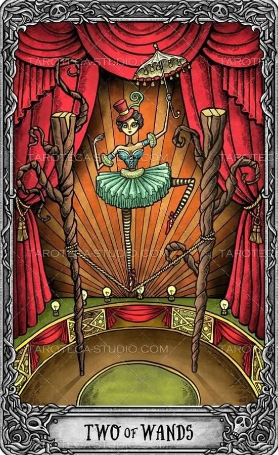 Two of Wands from the Dark Mansion Tarot card gallery