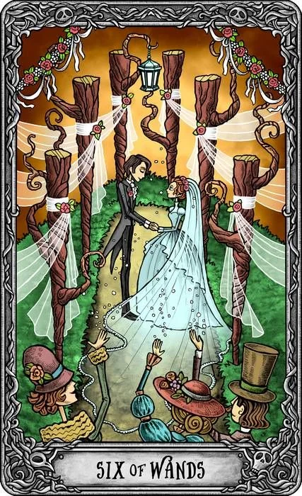 Six of Wands from the Dark Mansion Tarot card gallery