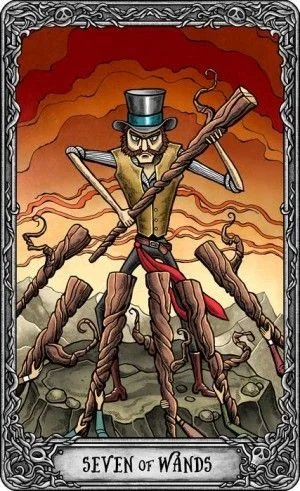 Seven of Wands from the Dark Mansion Tarot card gallery