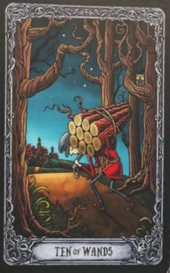 Ten of Wands from the Dark Mansion Tarot card gallery