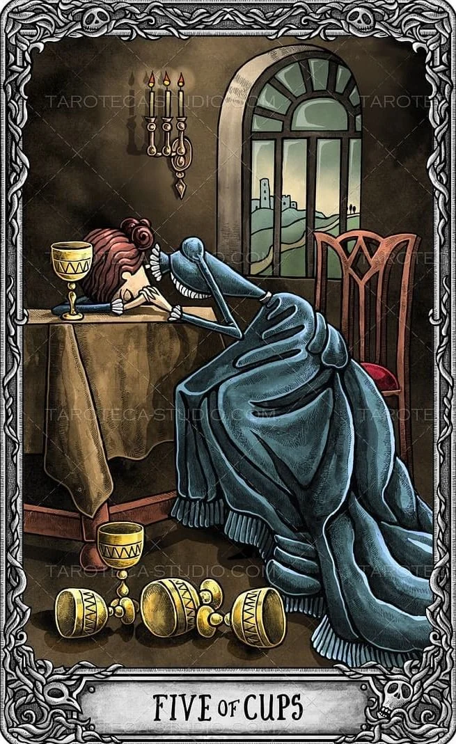 Five of Cups from the Dark Mansion Tarot card gallery