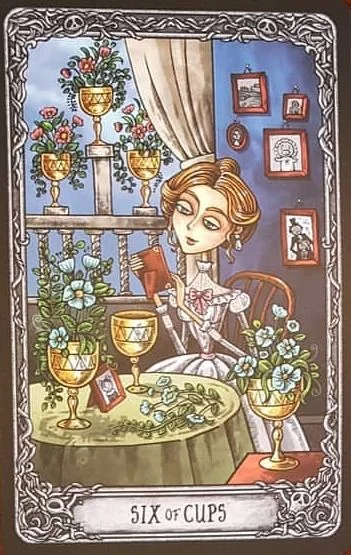 Six of Cups from the Dark Mansion Tarot card gallery
