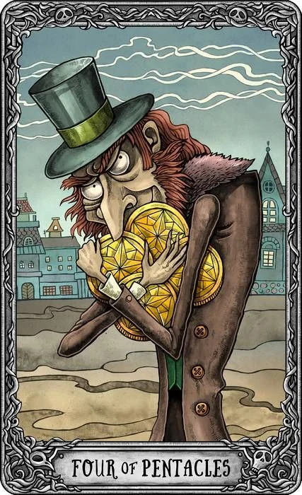 Four of Pentacles from the Dark Mansion Tarot card gallery