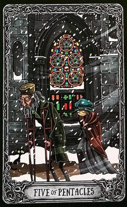 Five of Pentacles from the Dark Mansion Tarot card gallery