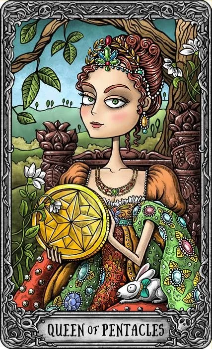 Queen of Pentacles from the Dark Mansion Tarot card gallery