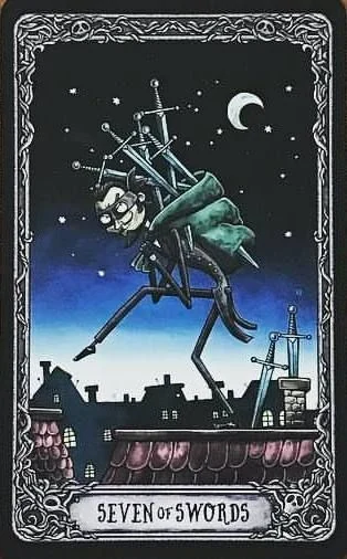 Seven of Swords from the Dark Mansion Tarot card gallery