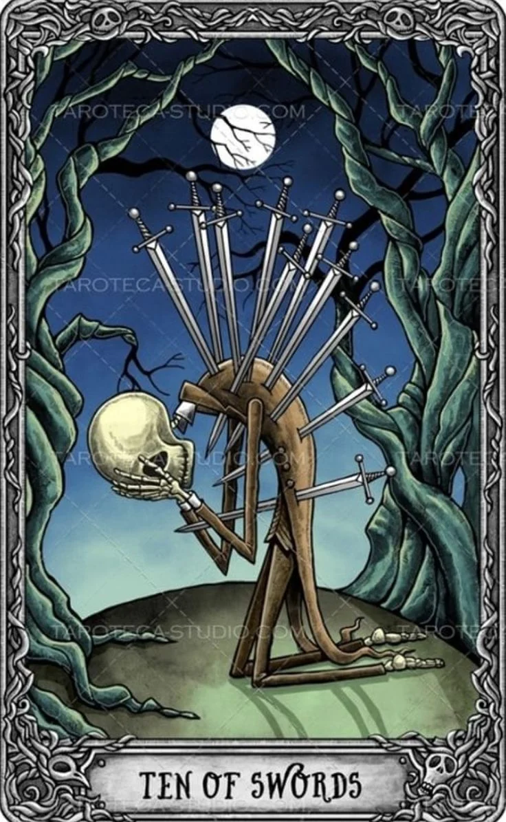 Ten of Swords from the Dark Mansion Tarot card gallery