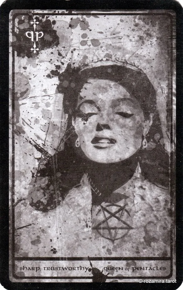 Queen of Pentacles card from the Darkana Tarot deck