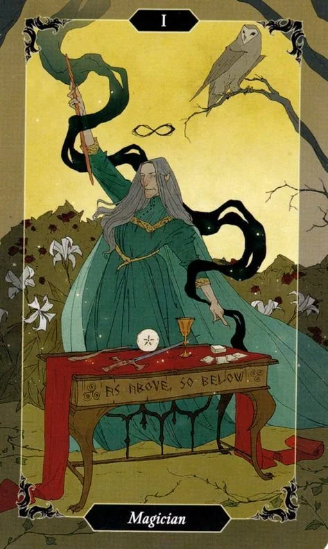 The Magician card from the Dark Wood Tarot deck