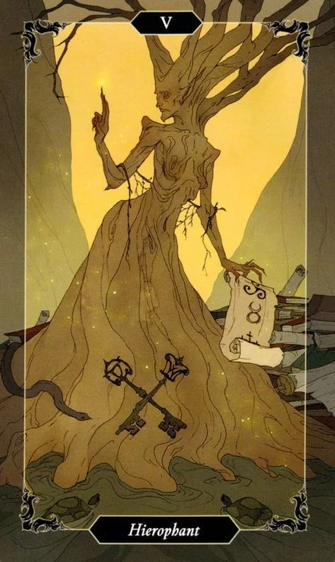 The Hierophant card from the Dark Wood Tarot deck