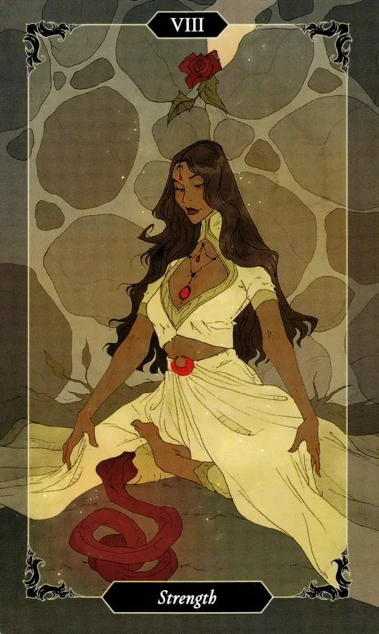 Strength card from the Dark Wood Tarot deck