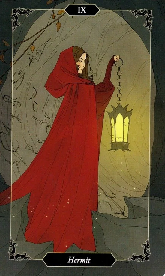 The Hermit card from the Dark Wood Tarot deck
