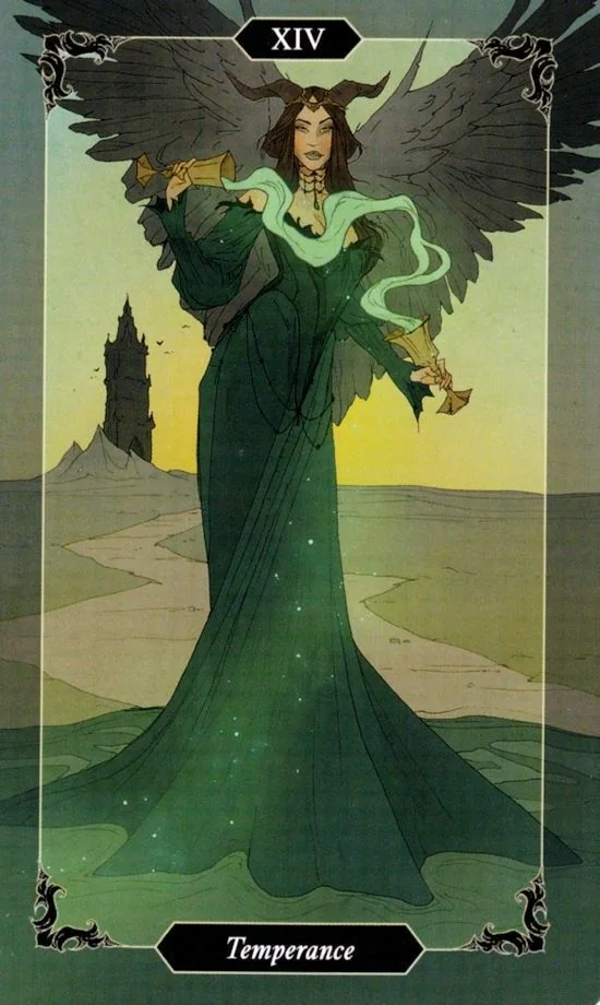 Temperance card from the Dark Wood Tarot deck
