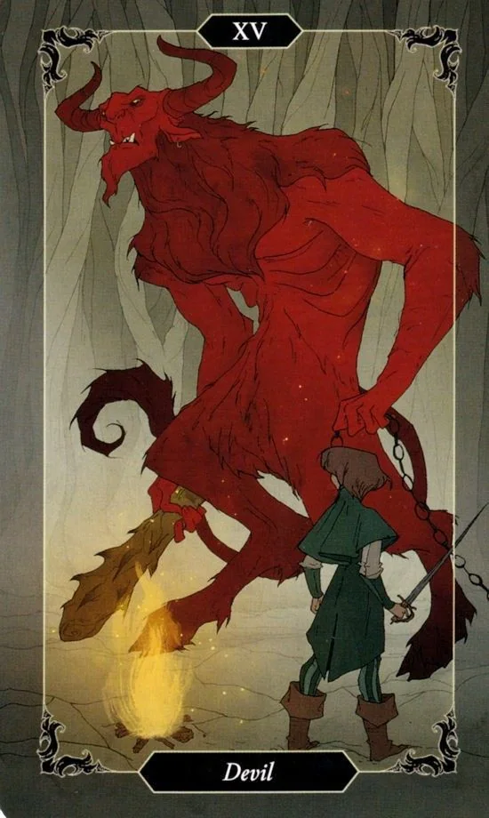 The Devil card from the Dark Wood Tarot deck