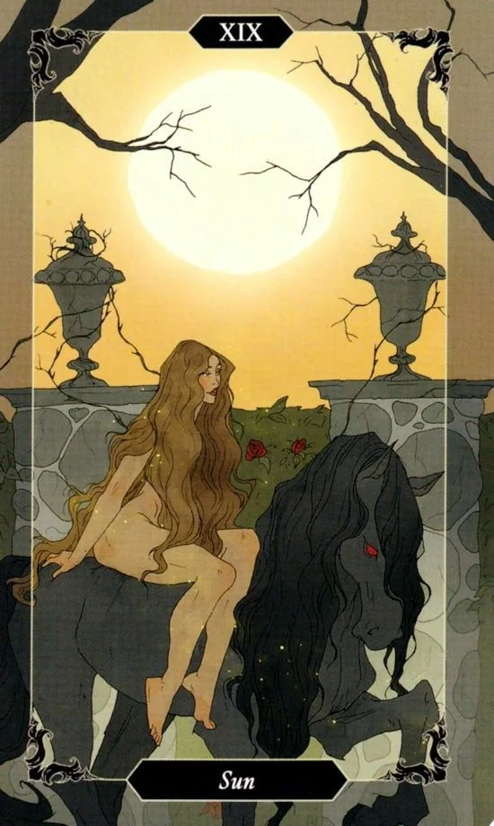 The Sun card from the Dark Wood Tarot deck