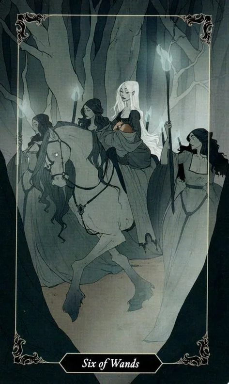6 of Wands card from the Dark Wood Tarot deck