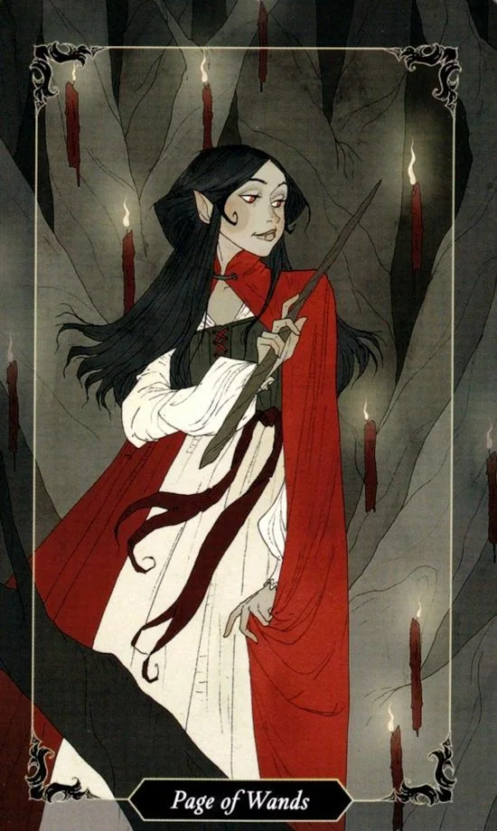 Page of Wands card from the Dark Wood Tarot deck