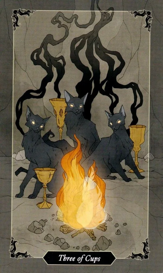 3 of Cups card from the Dark Wood Tarot deck