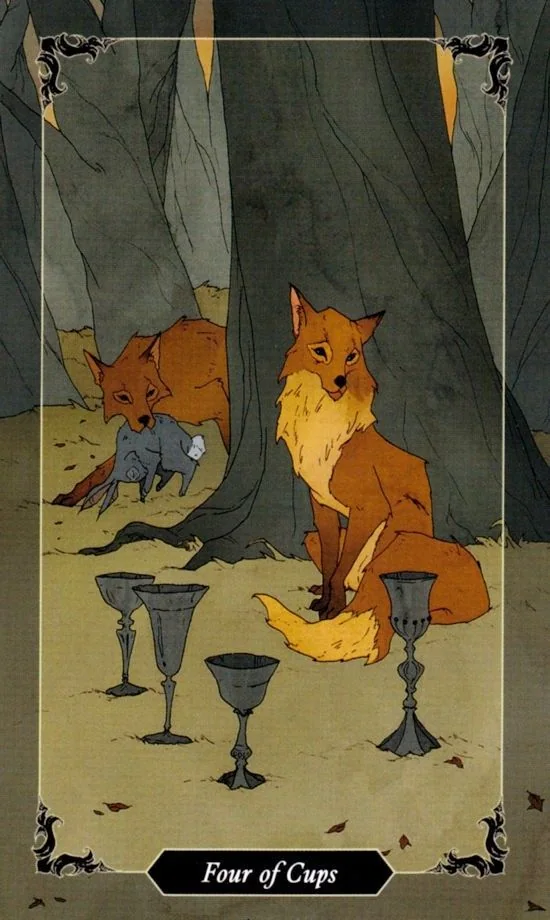 4 of Cups card from the Dark Wood Tarot deck