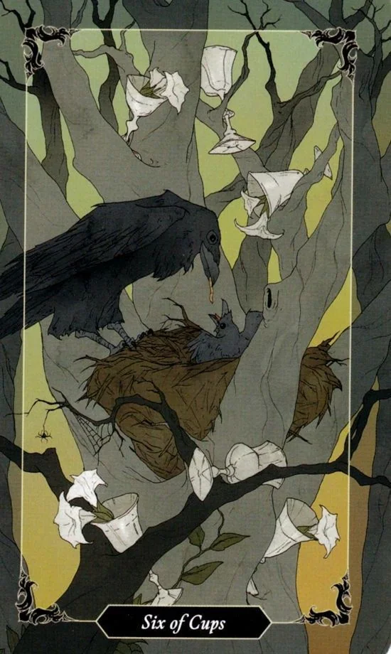 6 of Cups card from the Dark Wood Tarot deck