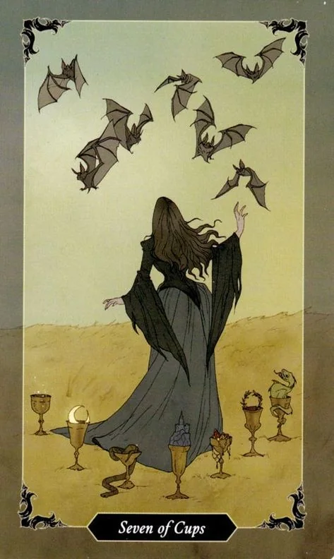 7 of Cups card from the Dark Wood Tarot deck