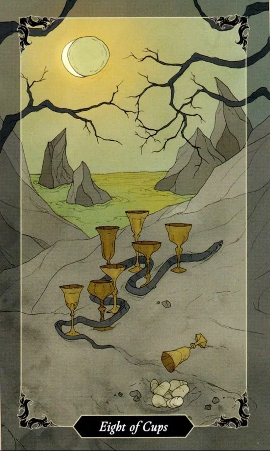 8 of Cups card from the Dark Wood Tarot deck