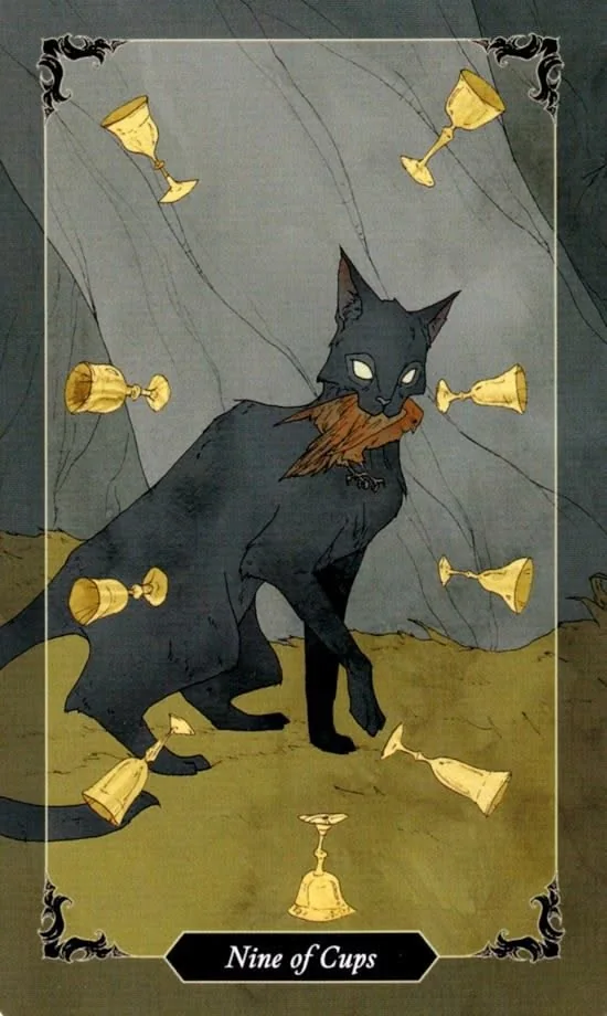 9 of Cups card from the Dark Wood Tarot deck