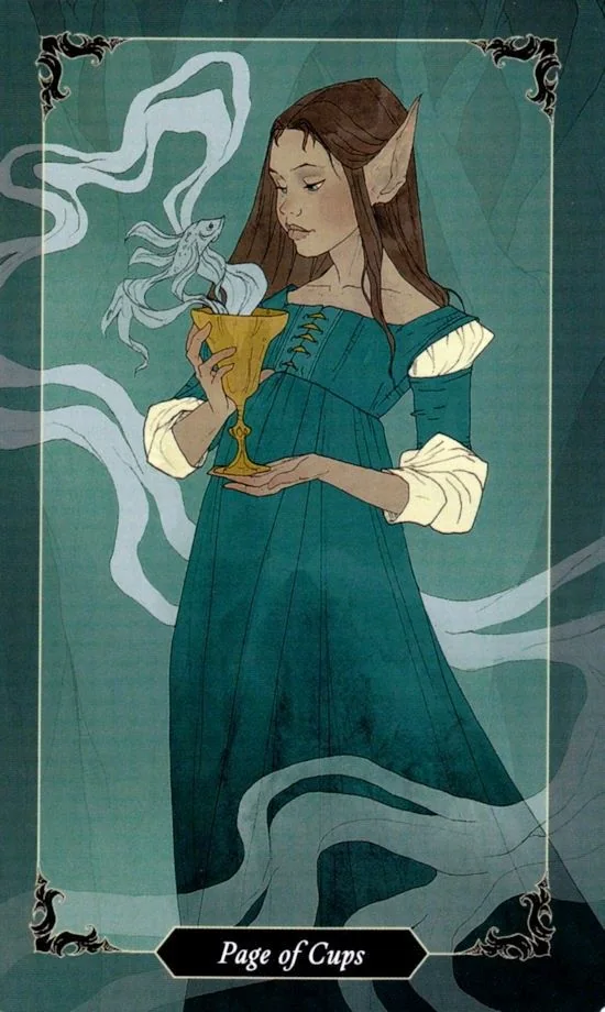 Page of Cups card from the Dark Wood Tarot deck