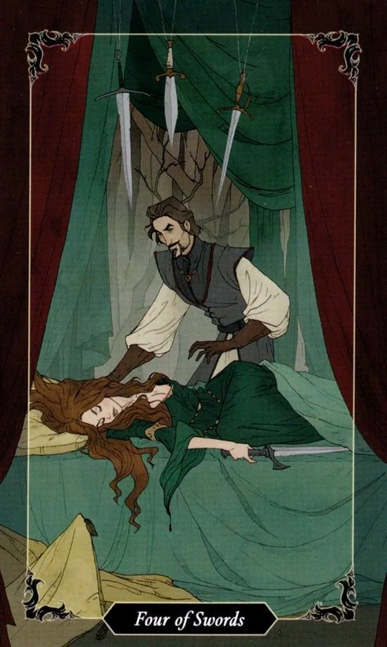 4 of Swords card from the Dark Wood Tarot deck