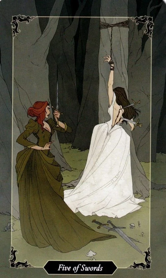 5 of Swords card from the Dark Wood Tarot deck