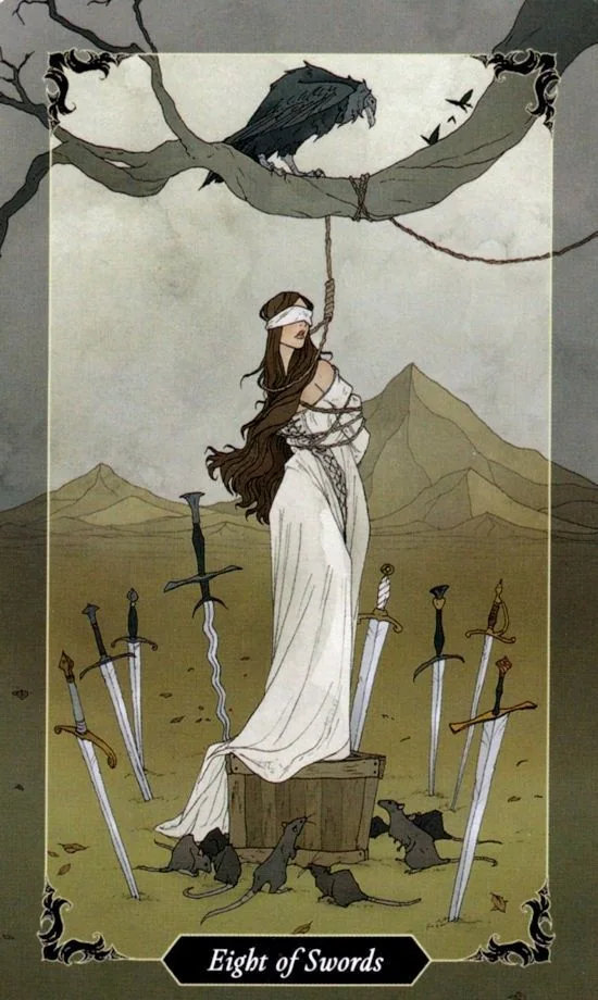 8 of Swords card from the Dark Wood Tarot deck