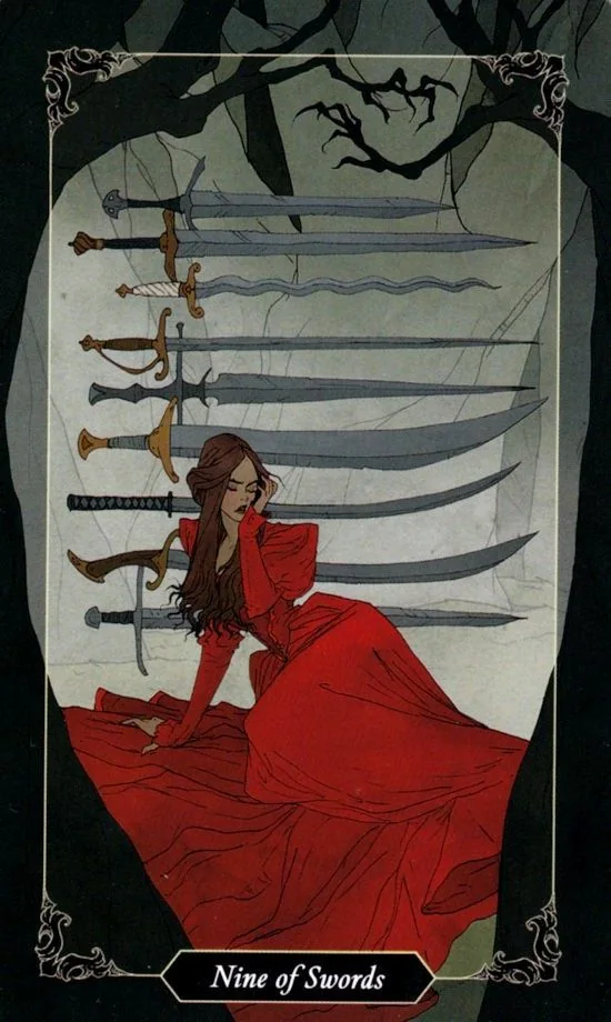 9 of Swords card from the Dark Wood Tarot deck
