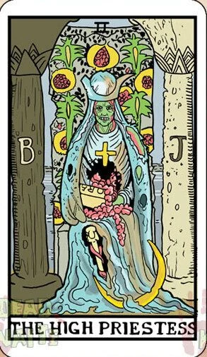 The High Priestess card from the Dead Waite Tarot deck
