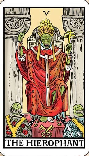 The Hierophant card from the Dead Waite Tarot deck
