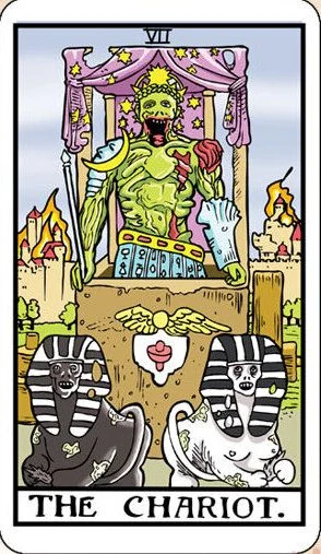 The Chariot card from the Dead Waite Tarot deck