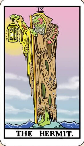 The Hermit card from the Dead Waite Tarot deck
