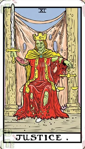 Justice card from the Dead Waite Tarot deck