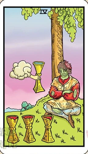 Four of Cups card from the Dead Waite Tarot deck