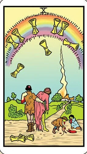 Ten of Cups card from the Dead Waite Tarot deck