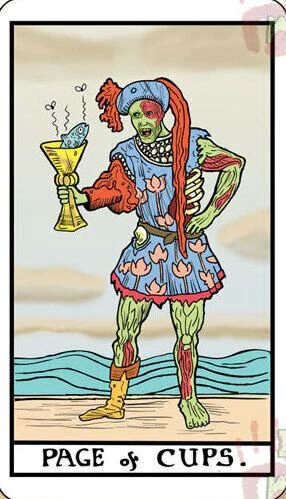 Page of Cups card from the Dead Waite Tarot deck