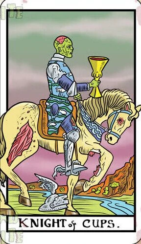 Knight of Cups card from the Dead Waite Tarot deck