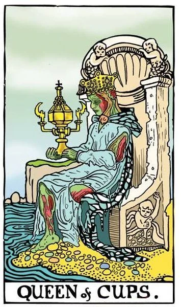Queen of Cups card from the Dead Waite Tarot deck