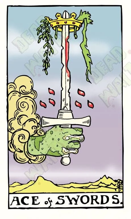 Ace of Swords card from the Dead Waite Tarot deck