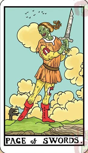 Page of Swords card from the Dead Waite Tarot deck
