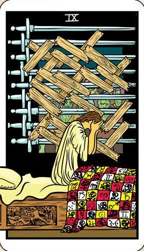 Nine of Swords card from the Dead Waite Tarot deck